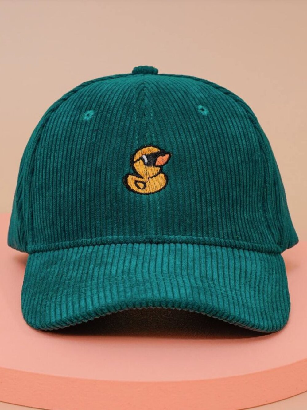 Teal Green Corduroy Duck Embroidery Dad Hat